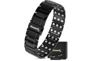 ‎MAGNETRX MagnetRX® Titan Magnetarmband Herren mit dreifacher Stärke – Titan Wrist Magnetisches Armband – Verstellbares Magnet Armband Herren - Magnet Armreif Herŕen mit hochwertigem Faltverschluss (Schwarz)