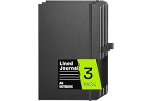 ONAVIA A5 Liniert Notizbuch, Notebook Hardcover, 80 Blätter (160 Seiten) 80 g/m², 7mm Linienabstand für zu Hause, Schule und Arbeit, Schwarz (3 Stücke)