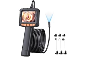 Endoscope Inspection Camera,Hopefox 2.4'' IPS Screen Borescope Camera with 8 LED Lights, IP67 Waterproof Endoscope Camera,1080P HD Snake Camera with 16.4FT Semi-Rigid Cable, Gadgets for Men