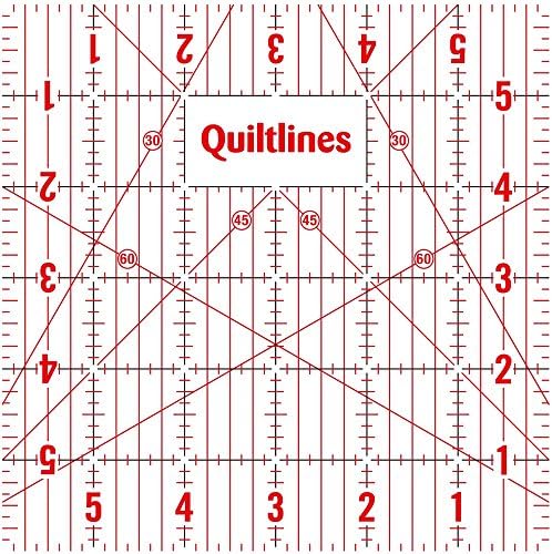 Quilting Ruler Imperial Markings, Acrylic, Transparent, 6 x 6 Inch by Quiltlines