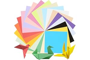 ONLYQIQIU 200 Sheets Origami Paper Square 15CM X 15CM 20 Colors Craft Paper Coloured Double Sided for Kids Children's DIY Arts & Crafts Handmade Projects, 70gsm Coloured Paper
