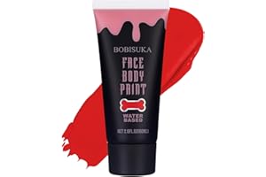 BOBISUKA Red Face Body Paint, Water Based Face Painting for Art Theater Halloween Party Cosplay Clown SFX Makeup for Women Adults, Non-Toxic Washable