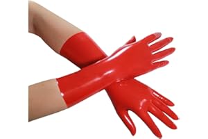 KANGXINSHENG Rot Latex Handschuhe für Damen und Herren,Naturkautschuk Handschuhe Cosplay Kostüm Party Clubwear