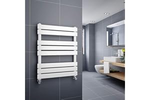 Warmehaus Minimalist Bathroom Flat Panel Heated Towel Rail Radiator Rad White 800x600mm - Modern Central Heating Space Saving Radiators - Perfect for Bathrooms