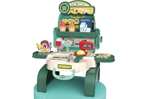 BRIGAMO Premium 2 w 1 sklep dla dzieci z akcesoriami i pieniędzmi do zabawy - zabawka dla dzieci od 3 lat