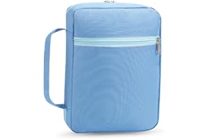 Hixingo Custodia per Libro con Cerniera, Custodia per Libro in Tessuto Custodia Protettiva per Bibbia Copertina in Brossura per Bibbia con Manico per Donna Uomo (Blu cielo,26x19cm)