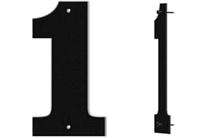 SHOWMTHEM 4 lnch Moderne schwarze Metall-Adress-Hausnummer, langlebig, für den Außenbereich, Garten, Garage, Briefkasten, Dekoration, Buchstabe mit Nagelset, stabile Hausnummer für draußen, visuelles Schild (1)