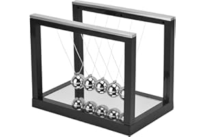 Wakects Newton's Cradle zestaw piłek balansowych, 5 czarnych stalowych kulek, zabawka do dekompresji z podstawą na na biurko domowe, 7,5 X 13 X 10,1 cm