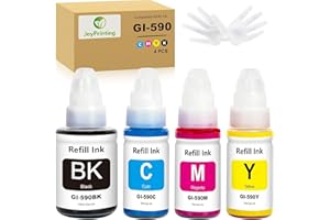 ‎JOYPRINTING Kompatible Tinte Kompatibel für Canon GI-590BK GI-590C/M/Y GI-490 Tintenbehälte Multipack für PIXMA G1500 G1501 G1510 G2500 G2501 G2510 G3500 G3501 G3510 G4500 G4510 G4511, 135ml Pigmentt, 70ml Dye