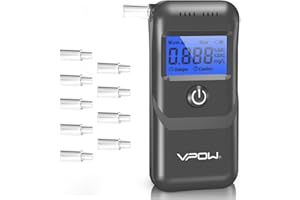 VPOW Alkomat, profesjonalny alkomat z cyfrowym niebieskim wyświetlaczem LCD, alkomat z dokładnością stopni do prywatnego, profesjonalnego użytku w domu – szary