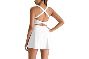 IFFEI Tenniskleid Damen mit Eingebautem BH und Shorts Tasche Offene Rückseite Gedrehte Sportliche Workout Golf Kleider
