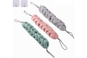 FATIYA (5pcs) éponge à long manche extensible dans le dos, éponge de Luffa Luffa de pouf, brosse à récurer tressée en maille, épurateur et crochets exfoliants au dos