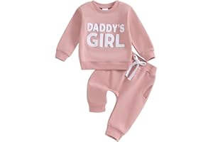 Mesalynch Toddler Baby Girls Daddy's Girl Tracksuits 2 Pieces Outfits Set Long Sleeve Pullover Sweatshirt Jumper Top Elastic Waisted Long Pants Girls Clothing Set