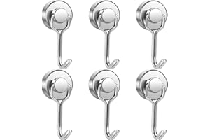 OCEUMAOA Ganchos Magnéticos 15kg Imanes Neodimio con Gancho Giratorio 20mm Sin Perforación para Crucero Resistente Refrigerador Microondas Artículos Colgantes Plateado 6 Piezas