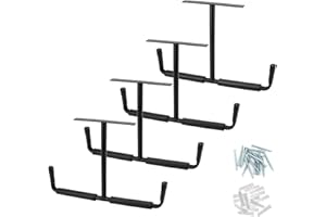 QWORK® 4 Piezas Ganchos de garaje resistentes, 42.5 cm ganchos de techo con ganchos dobles, para neumáticos de coche, equipamiento deportivo, escaleras, bicicletas