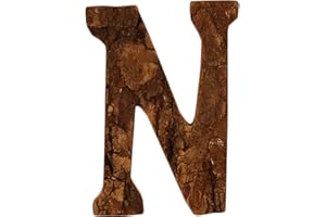 Anawakia Lettres en bois A B C D E F G H I J K L M N O P Q R S T U V W X Y Z vintage écorce de bois massif chiffres & 0 1 2 3 4 5 6 7 8 9 rétro DIY décoration (N)