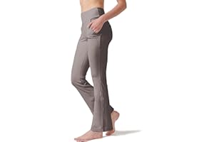 LaiEr - Pantalones de Yoga para Mujer con 4 Bolsillos, Cintura Alta, Pantalones de Trabajo, 4 vías, elásticos, con Control de Barriga, Pantalones Largos Acampanados