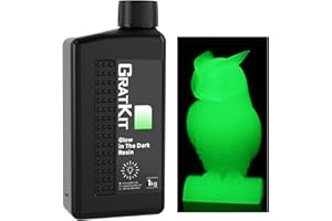 GratKit Glow in the Dark 3D-Druck Harz, 1kg im Dunkeln Nachleuchtendes UV-härtendes Resin für 405nm SLA/LCD/DLP 3D-Drucker, wechselt von Transparent zu Grün