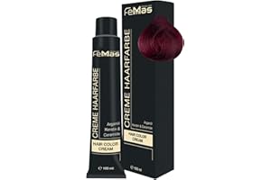 FemMas - Tintura per capelli biondo medio viola rosso 7.26, crema colorante professionale con olio di argan, cheratina e ceramidi, colorazione permanente o tintura, brillante e durevole, da 7.26 ml