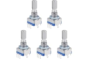 sourcing map Codificador giratorio de 360 grados de Interruptor código de Potenciómetro EC11 de 7 pines de 20mm 5 piezas