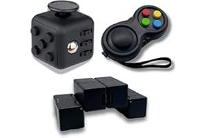 Yeefunjoy, kostka do gry fidget 3 sztuki, pad, kostka nieskończoności, reduktor stresu, ulga w lęku, koncentracja, sensoryczna, czarna, dla dorosłych, mała