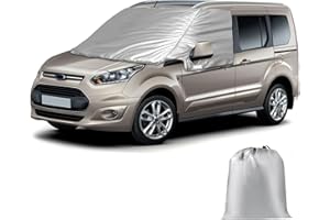 JINSENTGG Front Windscreen Wrap Cover Compatible with Ford Transit Connect 2012-2021 Luxury Upgrade Silver Front Screen Window Sunshades 100% Black Out, Block UV, Weatherproof Foldable Car Windshield Cover