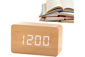 KONGOU Reloj Despertador Digital De Madera, Reloj Digital De Cabecera con Modo Día De La Semana/Fin De Semana, Gran Pantalla, Control De Sonido, Reloj Despertador De Sobremesa para Oficina