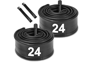 Hycline 2-Pack Bike Inner Tube: 20/24/26/27.5/29 x1.75-2.125 Inch Bicycle Inner Tubes AV 32mm Schrader Valve, Premium Butyl Rubber Puncture Resistant Replacement Tubes with 2 Tire Levers