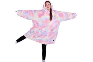 PanxHome Hoodie Decke, 480GSM Tragbare Hoodie Decke Weihnachten, Geschenke für Frauen Damen, Decke mit Ärmeln, Warm Kuscheldecke mit Ärmeln, EinheitsgrößE XL-5XL