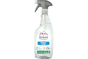 Love & Green Home Spray Nettoyant vitres écologique rechargeable à l'alcool végétal. Certifié Ecodétergent par Ecocert - 750ml