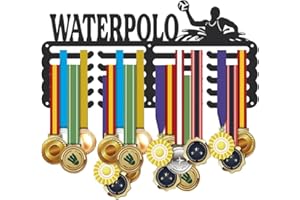 SUPERDANT Porta Medaglie da Parete per Pallanuoto - Espositore Sportivo da Uomo 5 File 20 Ganci Supporto per Regali per Atleti