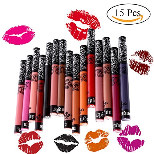 Weisy 15 Colors Matte Liquid Lipstick Set Waterproof Velvet & Mist Lip Gloss Kit Gifts for Women