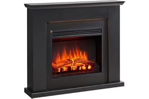 ‎CROWNFLAME CrownFlame Hektor Elektrokamin - Elektrischer Standkamin mit Heizung 1000/2000 W, realistischer 3D-Flammeneffekt, Fernbedienung programmierbar, Timer, Thermostat - Schwarz