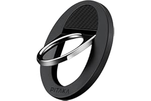 PITAKA Poignée Magnétique Support pour Anneau de Téléphone Portable Compatible avec magsafe Support de Doigt Réglable pour iPhone 15/14/13/12 Série en Fibre Aramide [MagEZ Grip 2] Noir/Gris