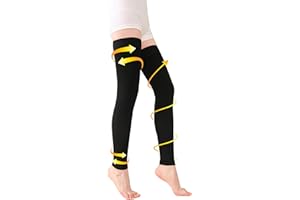 Lot de 2 bas de compression opaques pour cuisse avec support ferme 15-20 mmHg avec bande de silicone, manchons de compression sans pieds TOFLY pour traitement gonflement des varices, œdème. noir XL