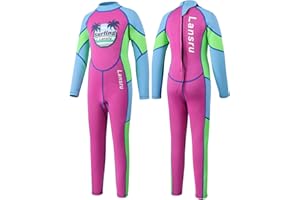 LANSRU - Muta in neoprene per bambini, 2,5 mm, per ragazze, ragazzi e bambini, a maniche lunghe, con cerniera posteriore, per tenere al caldo, per surf, nuoto, immersioni