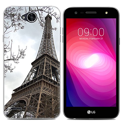 Funda Silicona LG X Power 2  DeepELE Colorido Dibujo Amigable Medio Ambiente Suave Shakeproof Protector Carcasa Patr  n Encantador  LA TORRE EIFFEL