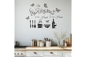 ANATTASOUL Pegatinas de Pared Utensilios de Cocina y Mariposa Vinilos Decorativos Adhesivos Pared Cocina Dormitorio Salón Comedor Baño(1pcx96x30cm+1pcx60x38cm)