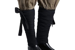 BPURB 2pcs Medieval Mens Viking Long Puttees Leg Wraps Belt Larp Pirate Cosplay Disfraces (Negro)