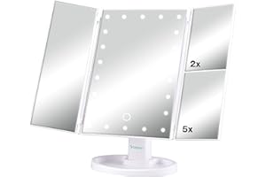 Beper P302VIS050 lusterko do makijażu powiększające 1x / 2x / 5x - lusterko do makijażu ze światłem do makijażu