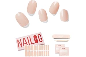 NAILOG Autocollant Ongle Gel UV | 20Pcs Faux Ongles Autocollants Adhesif | Semi-durci Vernis Autocollant Ongles UV Pour Nail Art, Beige