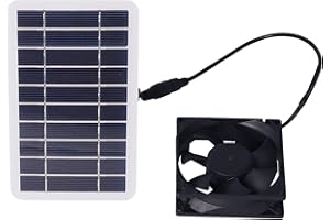 FOLANDA 5V 2.5W Solar Panel Powered Fan, Mini Portable Ventilator, Solar Powered Exhaust Fan for Camping, RV, Greenhouse, Sheds, Chicken Coops, Outdoor Ventilation Equipment