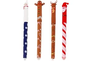 AMSNINK 4 PCS Gelschreiber Weihnachten, Radierbarer Kugelschreiber, Weihnachtsstifte 2025, Erase Gelschreiber Radierbar, Radierbare Stifte Weihnachten, Kawaii Schreibwaren für Kinder Studenten Schule Büro