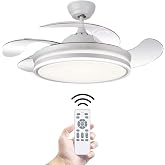 LUMIKING Ceiling Fan with LED Light 72W &ndash; Silent DC Motor &ndash; Retractable Blades &ndash; 6 Speeds, Warm, Day and Cold Light (3000K-65