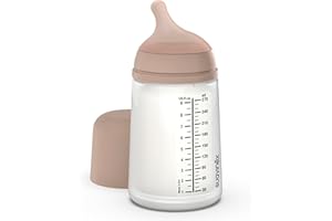 Suavinex, Butelka Zero, z silikonowym smoczkiem o średnim przepływie (M) dla niemowląt +3 miesiące, idealna do karmienia piersią, smoczek imitujący piersi, mleko matki i proszek, 270 ml, średnia