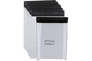 newlng 100Piezas Plástico Bolsas 420x520mm Bolsas Para Envíos Opacas y Autoadhesivas Resistentes al Desgarro Sobres Para Envios Envases Logísticos Textiles Sobres Para Envios de Ropa Blancos