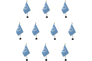 AZ FLAG - Lot de 10 Mini Drapeau ONU De Table - 15x10 cm - 10 Drapeaux Des Nations Unies De Bureau 100% Polyester Avec Hampe Point Dorée