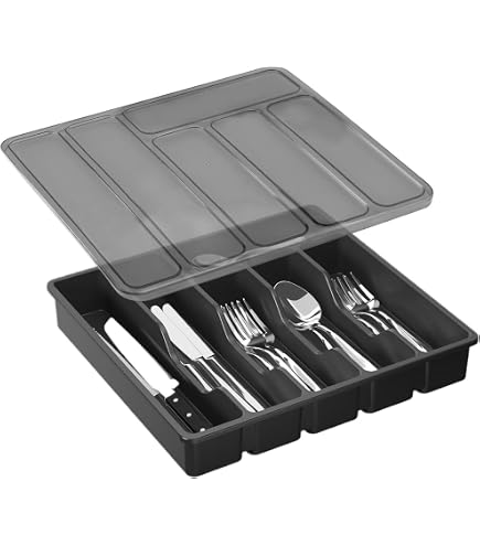 Range-couverts Herogo 5 Compartiments - Noir - 31,8x23,7x5cm - Pour Tiroir De Cuisine
