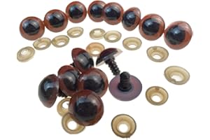 ERICOTRY 100PCS Brown Plastic Safety Eyes Craft Eyes for Sewing Crafting Buttons Teddy Bear Doll Stuffed Animals Puppet Doll Making DIY Crafts Accessories (14MM)