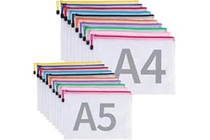 CIMOYBAI 20 Pcs Pochette Document A4, A5, pochette rangement PVC Mesh, Transparentes Document Dossier Étanche Sac Plastique Zip, Pour Voyage Fournitures Bureau, Pochette Zip Cosmétique